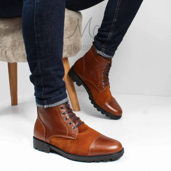 boots hommes Cuir Tabac
